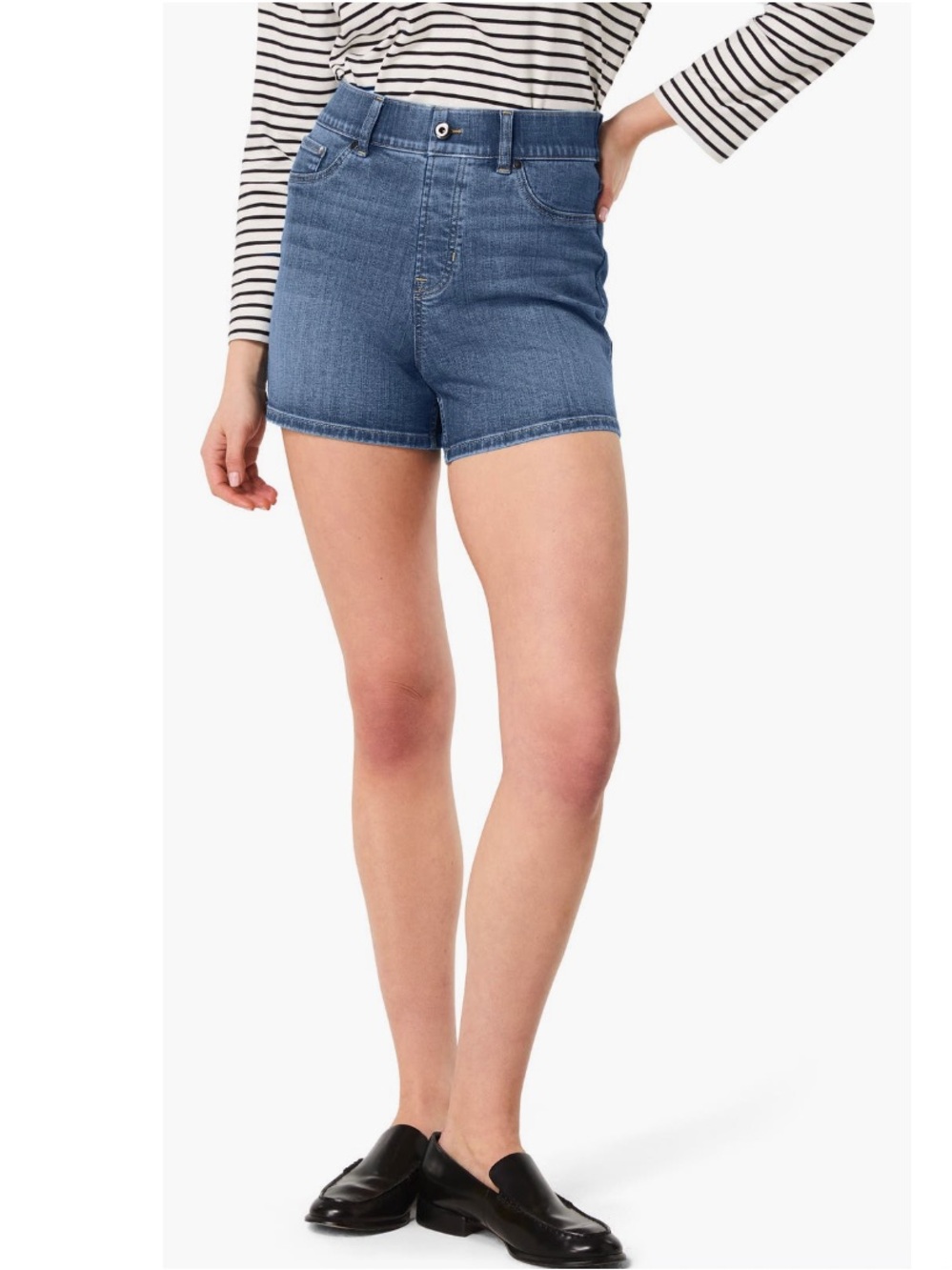 SPANX Pull-On High Rise Denim Shorts Dark Wash Stretch Sz Small